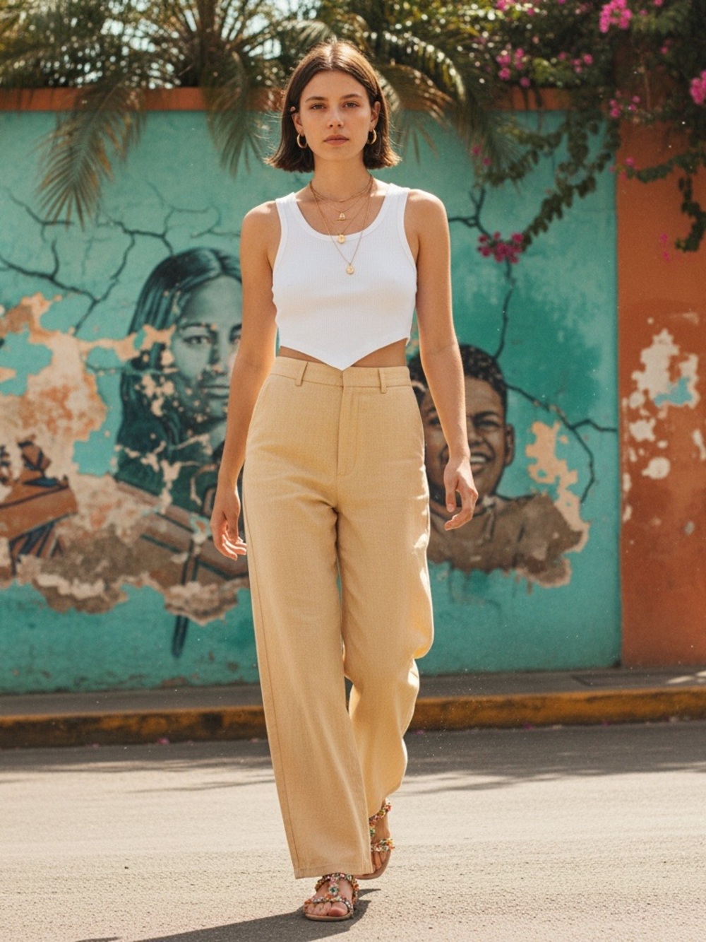 Asymmetrical Hem Rib Knit Crop Tank Top s